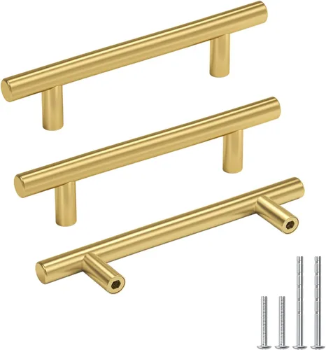 Vista 22 de Goldenwarm Paquete de 15 manijas doradas de 2-1/2 pulgadas, tiradores de gabinete de latón cepillado, manijas doradas para cajones de cocina