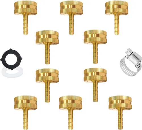 Vista 10 de AOPANDA Conector de reparación de extremo de manguera de agua de latón macizo con púa de 1/4" x rosca GHT hembra de 3/4", incluye abrazaderas
