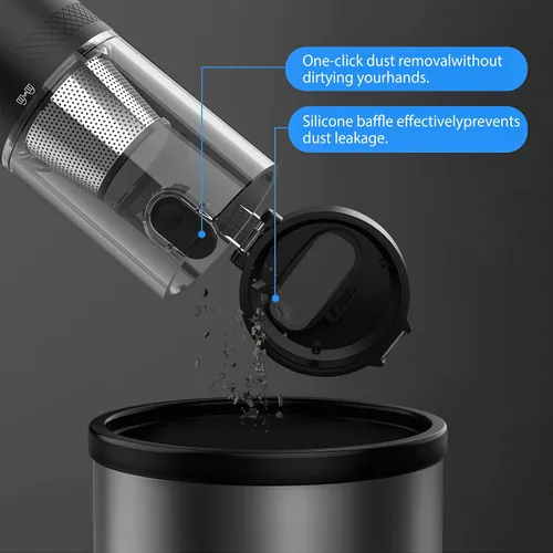 Vista 6 de Potente aspiradora inalámbrica de 17000 Pa, limpiador de mano 4 en 1 para limpiar, soplar, inflar y bombear con pantalla LED y luz, mini herramienta