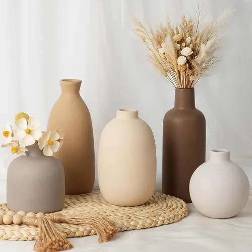 Vista 31 de Florero de cerámica con asas, jarrones rústicos de 11 pulgadas de alto para terracota (1-Terracotta/10.7")