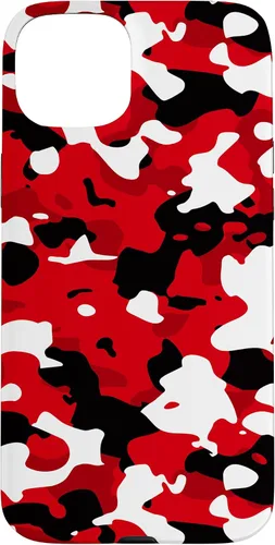 Vista 9 de iPhone 16 Negro + Blanco + Rojo Camuflaje Patrón Funda