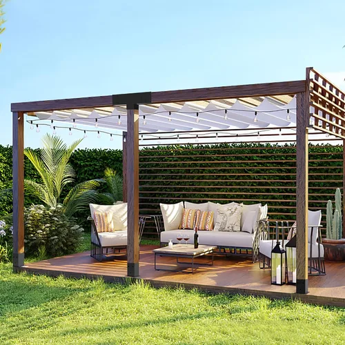 Vista 5 de JEXALINE Kit de pérgola de acero de aleación pesada con soportes en forma de T de 3 vías para madera de 4 x 4 pulgadas (real 3.6 x 3.6 pulgadas)