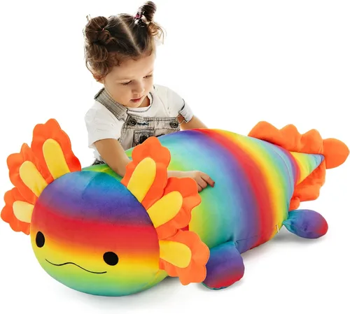 Vista 26 de BENINY Juguete de Peluche Grande de Ajolote Azul, Animal de Peluche Gigante de Ajolote de 39", Juguetes Grandes Regalo para Niñas Niños, Almohada