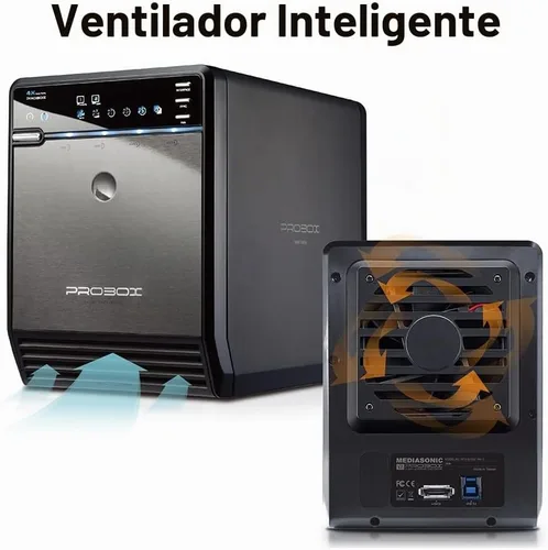 Vista 3 de Mediasonic PROBOX gabinete de HDD SATA con 4 compartimientos de 3.5 pulgadas, soporte para USB 3.0 eSATA, HDD SATA de 30TB (HF2-SU3S3)