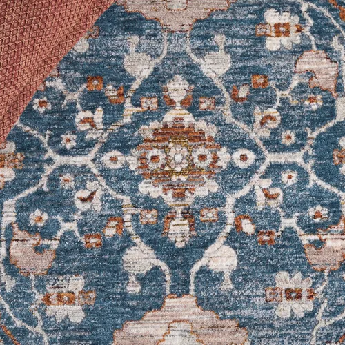 Vista 5 de SAFAVIEH Heirloom Collection - Alfombra de área de 4 x 6 pies, color azul/óxido, diseño geométrico, antideslizante, ideal para zonas de alto tráfico