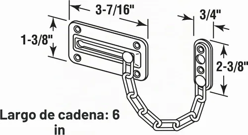 Vista 3 de Prime-Line U 10386 - Protector de puerta con cadena de acero, níquel satinado (paquete individual)