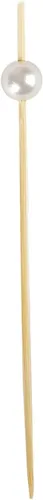 Vista 7 de Efavormart - Paquete de 100 brochetas de bambú natural de 4.75 pulgadas con palillos de cóctel de perlas blancas