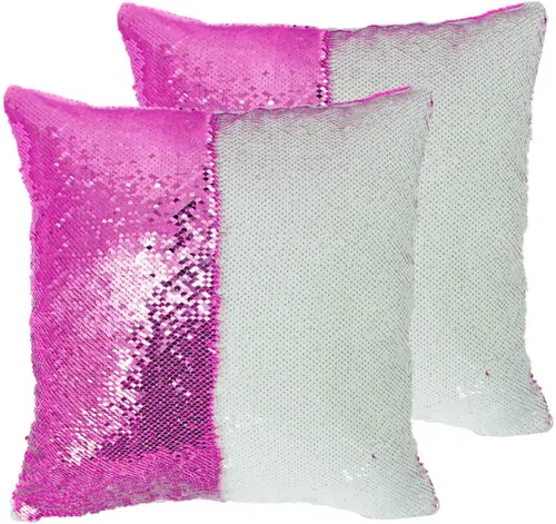 Vista 14 de Paquete de 2 fundas de almohada de lentejuelas sublimadas de 16 x 16 pulgadas, fundas de almohada reversibles con purpurina para regalos