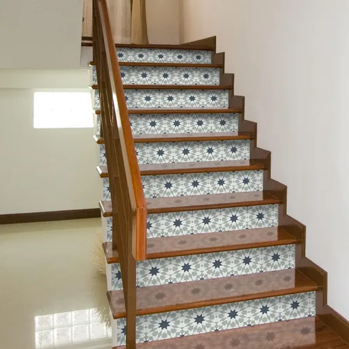 Vista 2 de funlife 14 calcomanías marroquíes para pelar y pegar, calcomanías autoadhesivas de vinilo boho para escaleras, decoración de murales de escalera