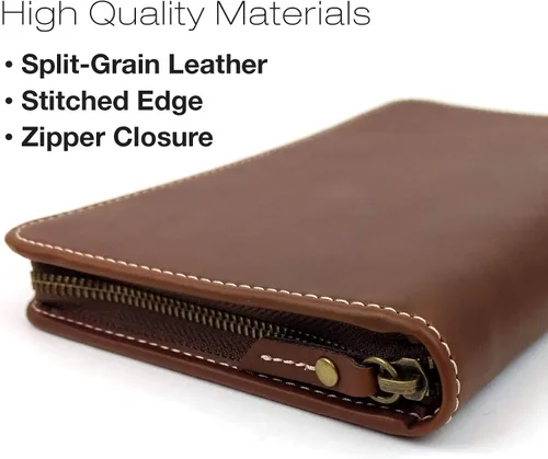 Vista 4 de Cartera de viaje y soporte para pasaporte, material de grano dividido marrón