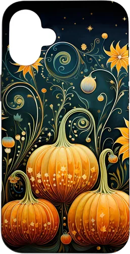 Vista 22 de Funda floral para iPhone 16 Pumpkins Vintage Otoño Otoño