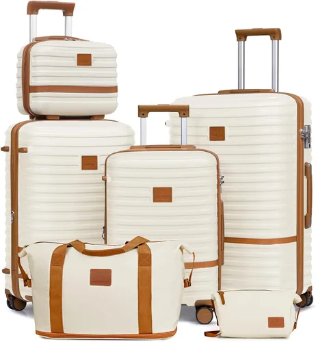 Vista 36 de Juego de maletas Joyway de 3 piezas, juego de maletas extensibles de cabina con rueda giratoria, juego de maletas de carcasa dura con candado TSA