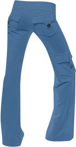 Vista 5 de Pantalones de yoga con corte de bota para mujer, con bolsillos de carga, elásticos, pantalones palazzo, pantalones largos y anchos para entrenamiento