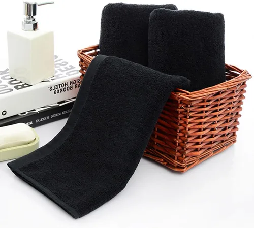 Vista 4 de JININQ Toallas de mano de 2 piezas de 700 GSM, 100% algodón para baño, cocina, belleza, spa, gimnasio, toalla facial para el hogar, toallas Negro