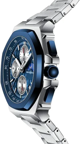 Vista 3 de Reloj de cuarzo para hombre de negocios de acero inoxidable impermeable multifuncional cronometraje