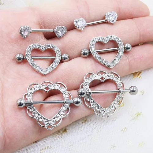 Vista 3 de BODY16G CZCZ 14G Nipple Ring 316L Stainless Steel Nipple Barbell Nipple Barbells CZ Nipple Ring Body Piercing Jewelry for Women Men