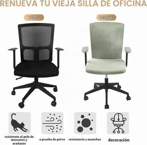 Vista 4 de Tallew Juego de 4 Fundas para Silla de Oficina, Fundas Universales Elásticas para Computadora, Fundas Protectoras Estiratables para Asiento