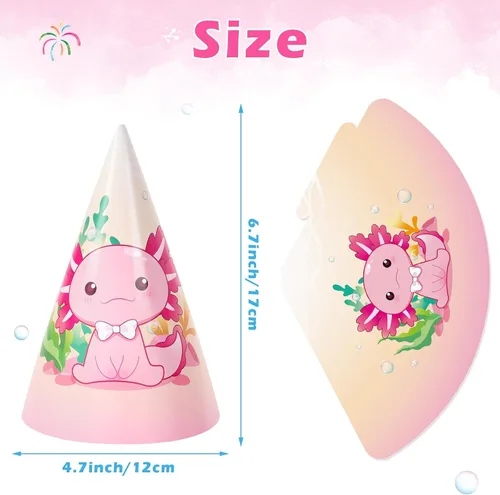 Vista 2 de WERNNSAI 12 Pcs Birthday Party Hats Assorted Themes Cone Paper Headbands Multiple Styles, Easy to Assemble with Elastic Strings, Kids Birthday