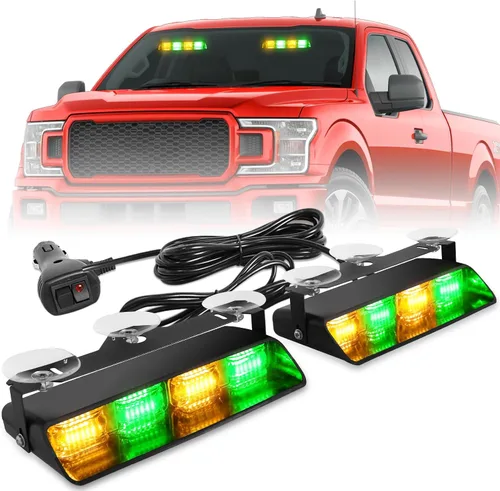 Vista 16 de HLauto 2002L Luces estroboscópicas de emergencia para salpicadero: luces de seguridad ámbar, luces de advertencia intermitentes para parabrisas