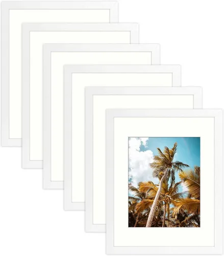 Vista 149 de Frametory, Marco de fotos de 11 x 14 pulgadas con paspartú para fotos de 8 x 10 pulgadas, moldeado ancho de vidrio de alta definición, accesorios