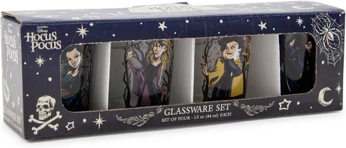 Vista 2 de Disney Hocus Pocus Sanderson Sisters Portraits - Vasos de chupito de 2 onzas, juego de 4 Home Bar Drinkware
