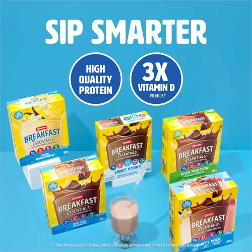 Vista 4 de Carnation Breakfast Essentials Mezcla de bebida en polvo con alto contenido de proteínas, chocolate con leche rico, 10 paquetes (paquete de 12)