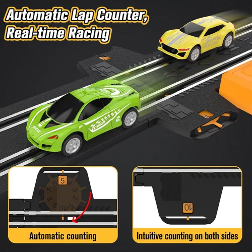 Vista 2 de Juegos de pista de carreras de coches de ranura para niños, pista de carreras de coche con batería o eléctrico con 4 coches de ranura de alta
