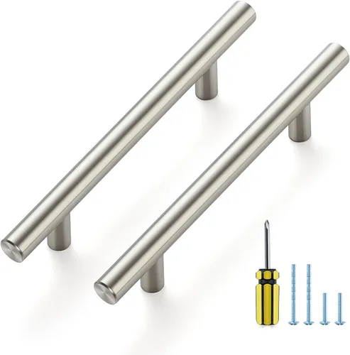 Vista 39 de Ravinte Brushed Nickel Cabinet Handles,Round T Pulls,10 Inch,30 Pack Níquel cepillado