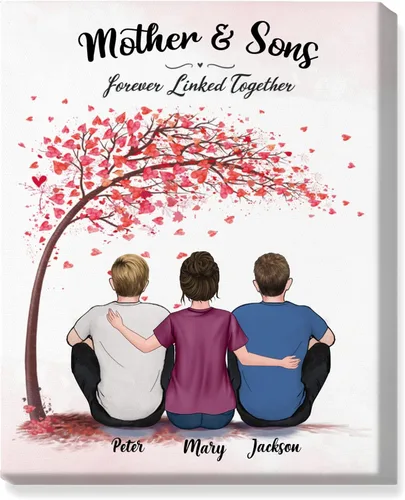 Vista 12 de Gossby Lienzo personalizado para madre e hija, regalo de cumpleaños, Navidad, Día de la Madre para mamá de 2 hijas con diseño, nombre, regalo
