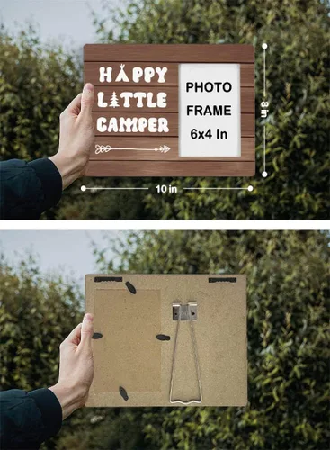 Vista 4 de FONDCANYON Marco de fotos Happy Little Camper, marcos de fotos decorativos para baby shower, regalos de cumpleaños para bebés, niñas y niños