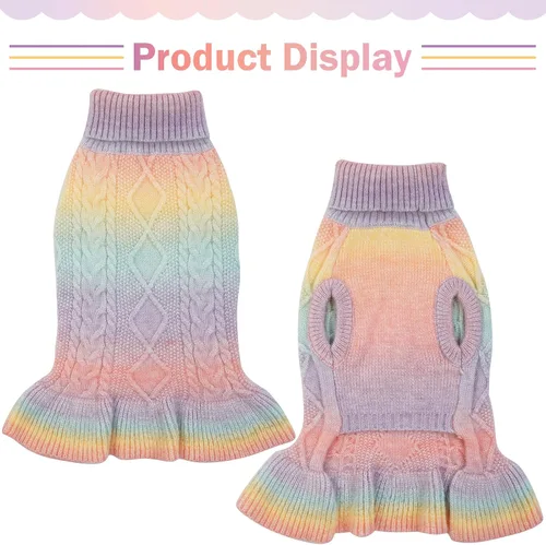 Vista 4 de QBLEEV Suéteres para Perras Pequeñas - Suéteres Suaves y Cálidos de Invierno y Otoño con Cuello de Tortuga y Opciones de Chaleco para Cachorras