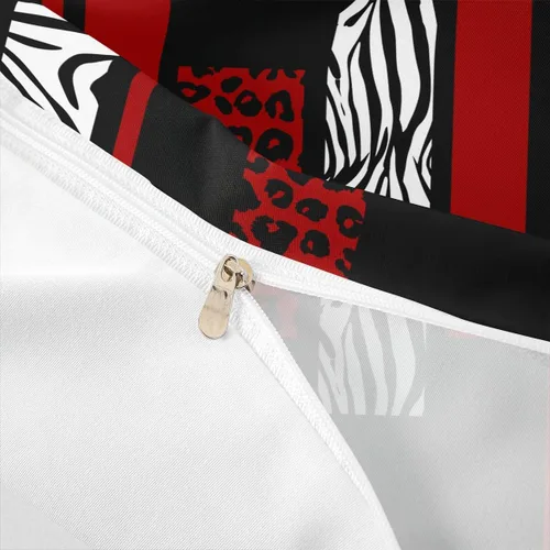 Vista 6 de Juego de funda de edredón con estampado de leopardo, tamaño individual, juego de ropa de cama rústica con rayas de piel de cebra, decoración