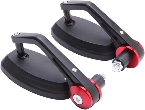 Vista 5 de Espejos retrovisores ovalados universales CNC para motocicleta de 7/8 pulgadas, compatible con Honda Yamaha Suzuki Sports Bike Street Fighter (rojo)