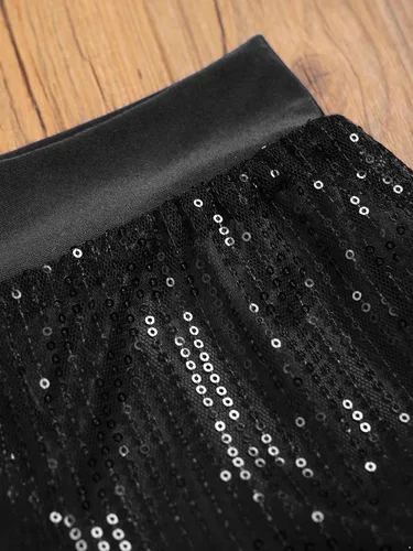 Vista 6 de XUNZOO Pantalones cortos de baile de lentejuelas con purpurina para niños y niñas, pantalones cortos de ballet jazz danza yoga gimnasia pantalones