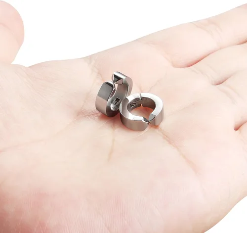 Vista 6 de Jstyle Aretes de acero inoxidable para hombre y mujer, hipoalergénicos
