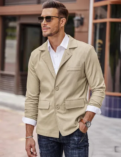 Vista 4 de COOFANDY Men's Linen Cotton Casual Suits Blazer Jackets Lightweight Sports Coats