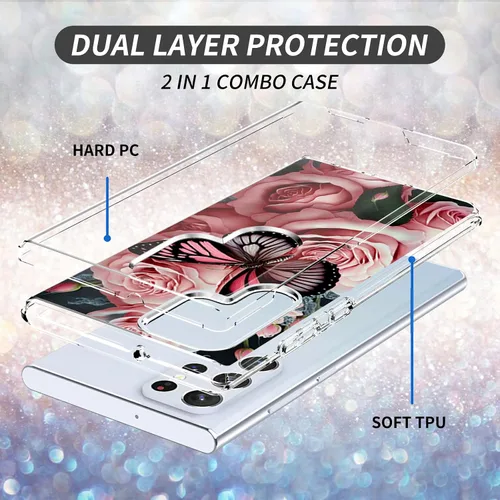 Vista 3 de Funda para Samsung Galaxy S23 Ultra Galaxy S23 Ultra Clear Case Dual Layer Transparente Soft TPU Hard PC Funda a prueba de golpes