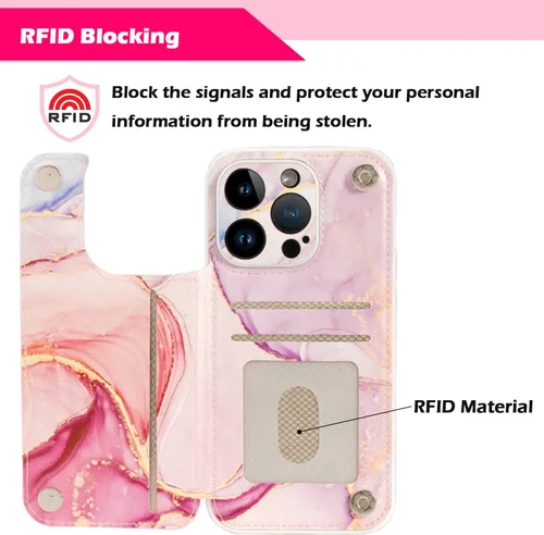 Vista 5 de Funda tipo cartera para Apple iPhone 13 Pro de 6.1 pulgadas, tarjetero de piel sintética con bloqueo RFID, funda para teléfono celular