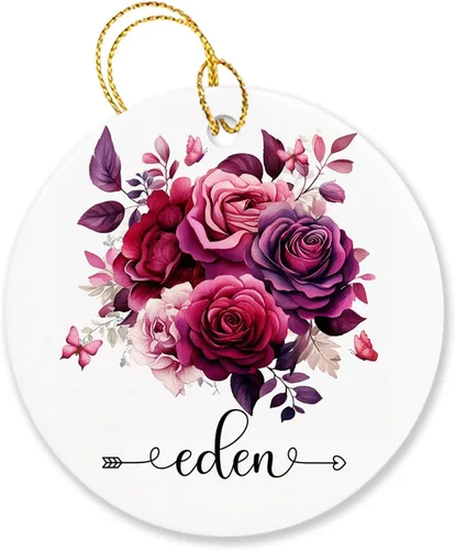 Vista 10 de Adorno personalizado de flor de azalea para la primera Navidad, adorno personalizado de Azalea 1ª Navidad, recuerdo de flores para amigos, regalo