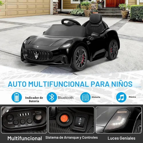 Vista 3 de Winado Maserati - Coche eléctrico con licencia de 12 V para niños pequeños Negro