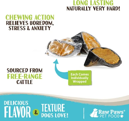 Vista 2 de Raw Paws Golosinas de vaca rellenas para perros, sabor a tocino y cheddar, (5 unidades) para masticar de corral libre para masticar con queso