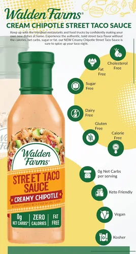 Vista 9 de Walden Farms Street Taco Sauce Creamy Chipotle - Sin calorías, sin gluten, bajo en carbohidratos, apto para dieta cetogénica, sin azúcar, sabor a