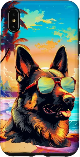Vista 11 de Funda para iPhone 16 con diseño de pastor alemán, para amantes de los perros, playa, mar, para niños y niñas