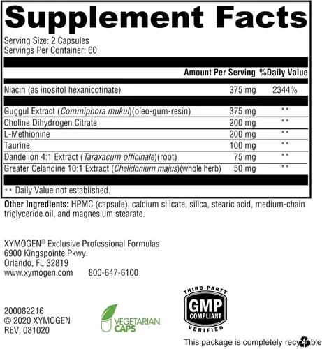 Vista 2 de XYMOGEN LipotropiX - Fórmula de colina, taurina y metionina - Apoyo al metabolismo del hígado y los lípidos - Vegano, sin gluten y sin OMG - 120