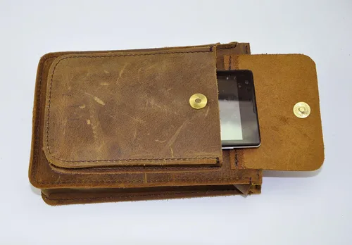 Vista 5 de Leaokuu Bolso de hombro para hombre de cuero de moda de diseñador casual mensajero organizador de la caza Fanny cintura cinturón bolsa paquete
