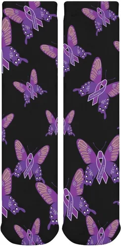 Vista 6 de Alzheimers - Calcetines de tubo para mujer con diseño de mariposa de concienciación de Alzheimers para mujer, calcetines de cosplay de alto grosor