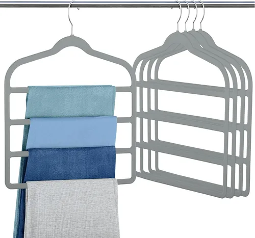 Vista 13 de Percha de terciopelo para pantalones y ropa para ahorrar espacio, perchas antideslizantes para jeans Beige