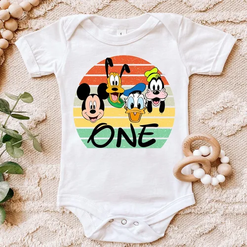 Vista 2 de Camisa de cumpleaños de Mickey para el primer cumpleaños, traje de cumpleaños mágico del reino de Mickey