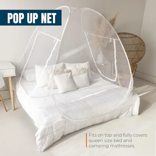 Vista 3 de MEKKAPRO Carpa con Mosquitera – Gran envolvente de carpa de malla plegable de 80" x 71" x 63", diseño desplegable portátil, pantalla de agujeros