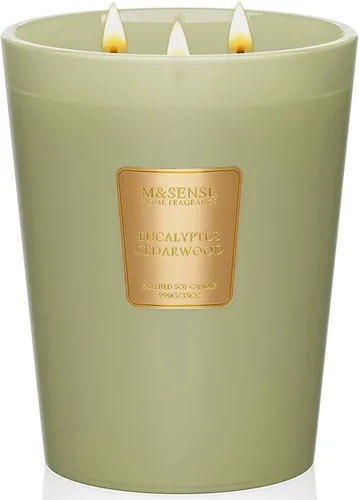Vista 66 de M&SENSE - Vela de cera de soja natural aromática de 35 onzas, extragrande, 3 mechas, 150 horas, larga duración, combustión lenta, para decoración